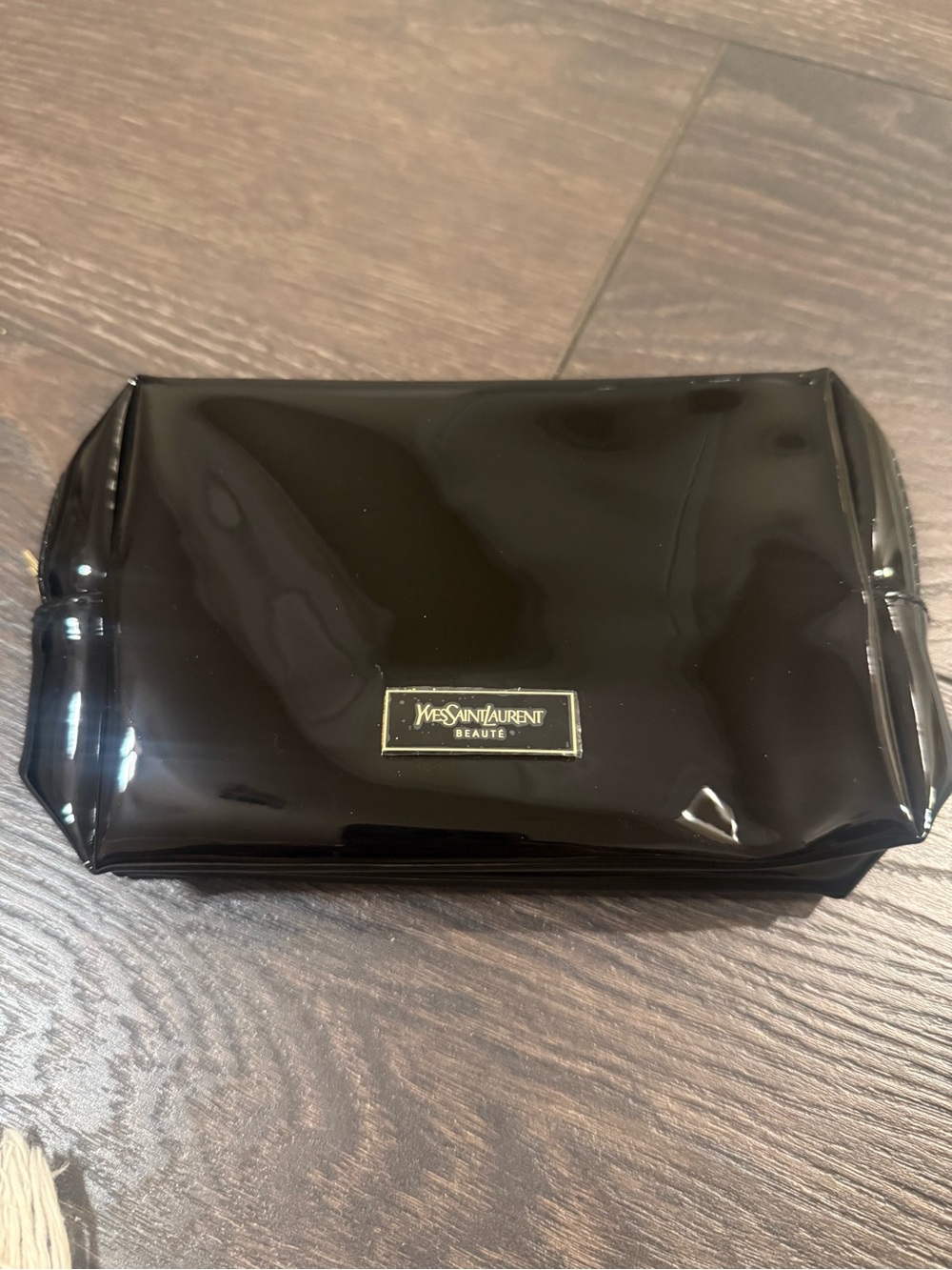 Yves Saint Laurent Black Patent Toiletry Pouch